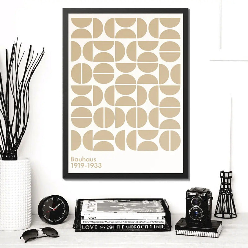 Cuadro Para Living Cocina Estudio Decoracion Moderna Nude Bauhaus Color Beige Con Marco Negro