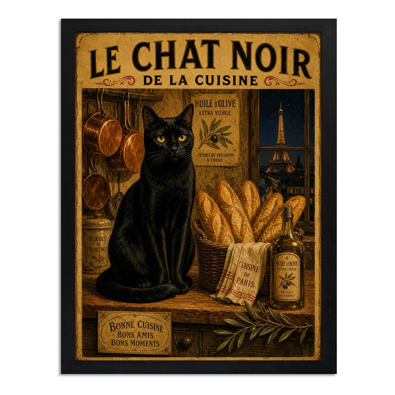 Cuadro Gato Negro Paris Cocina Le Chat Noir Cuisine Panes Marco Negro