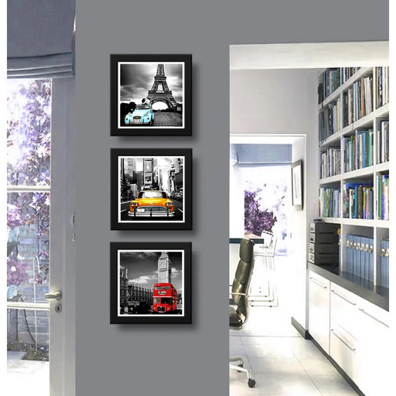 Set 3 Cuadros Nueva York Paris Londres Retrô Arte Decoracion