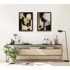 Set 2 Cuadros Boho Arte Abstracto Texturas Living 53x43cm Marco Negro