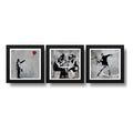 Set 3 Cuadro Banksy Arte Urbano Callejera Flores Revolucion