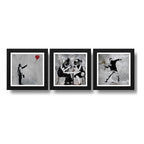Set 3 Cuadro Banksy Arte Urbano Callejera Flores Revolucion