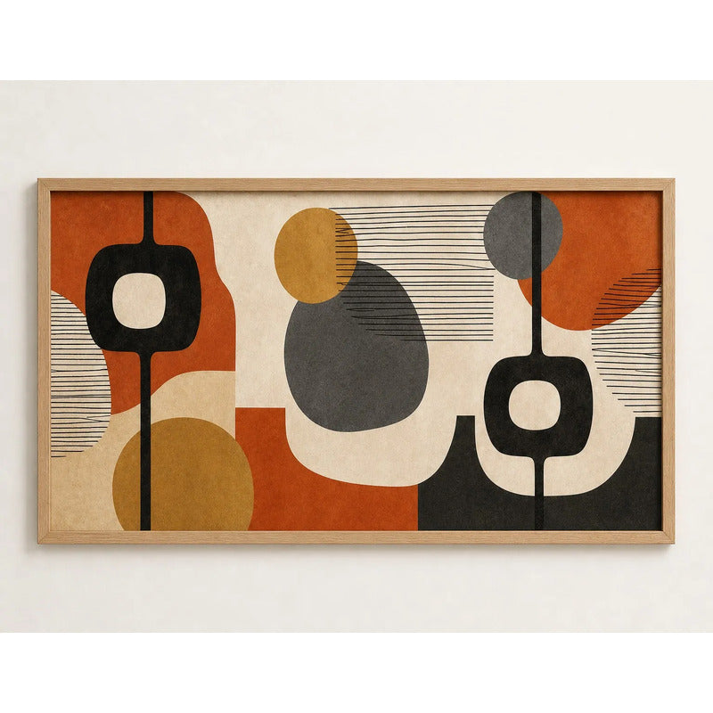 Cuadro Dormitorio Living Boho Abstract Tonos Terrosos Grande Abstracto Boho Marrón Claro
