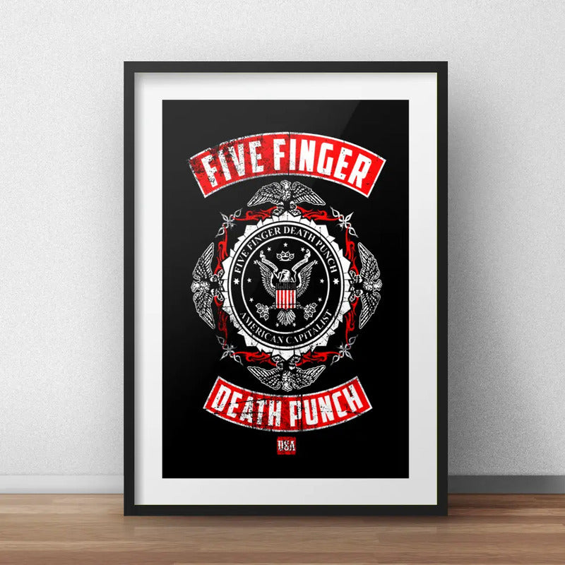 Cuadro Five Finger Death Punch Rock Decoracion Con Paspartú Marco Negro