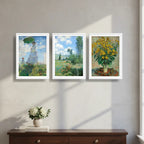 Set 3 Cuadros Living Dormitorio Claude Monet Classics Arte Marco Blanco