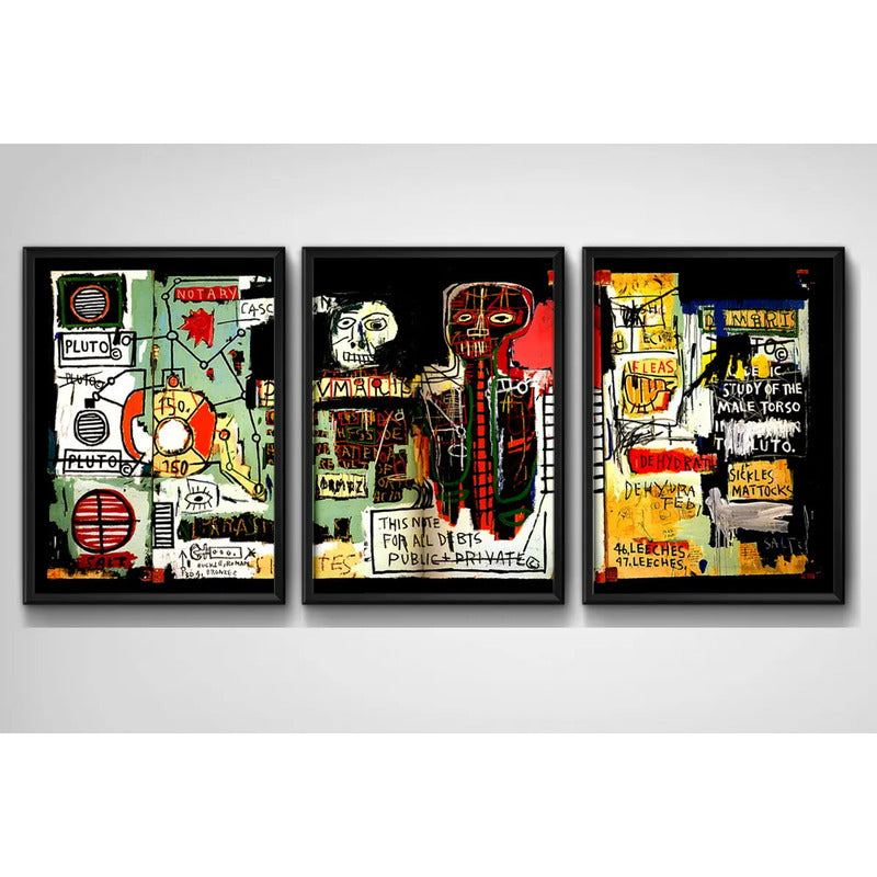 Set 3 Cuadros Basquiat Arte Urbano Graffiti Decoración Hogar