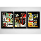 Set 3 Cuadros Basquiat Arte Urbano Graffiti Decoración Hogar
