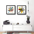 Set 2 Cuadros Kandinsky Abstracto Bauhaus Geometrico 33x33cm Marco Negro