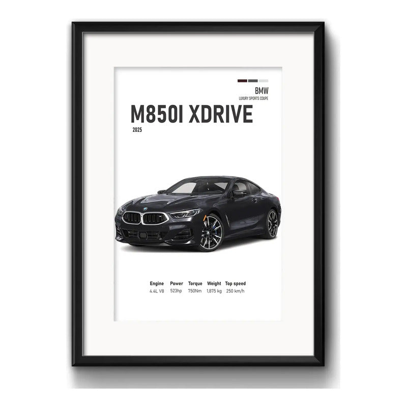 Cuadro Autos Y Camionetas Modelos Marcas Arte Con Paspartu Bmw Luxury Sports Coupe M8101 Xdrive Con Marco Negro