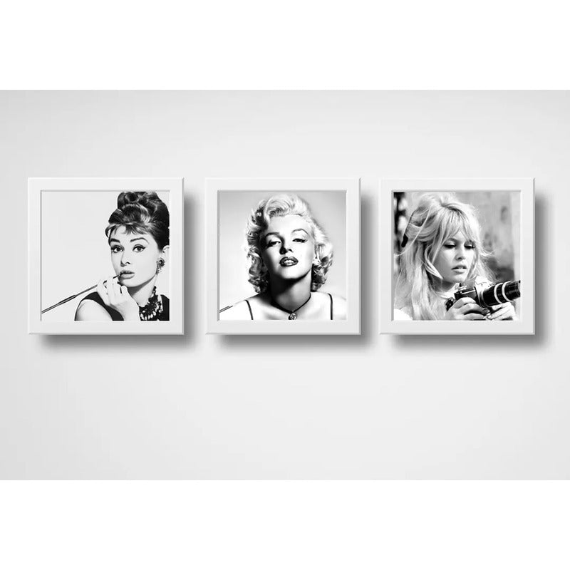 Set 3 Cuadros Marilyn Monroe Audrey Hepburn Brigitte Bardot