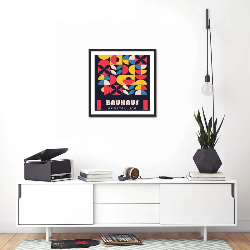 Cuadro Bauhaus Arte Arquitectura Geometrica Colores 33x33cm Bauhaus 9 Marco Negro
