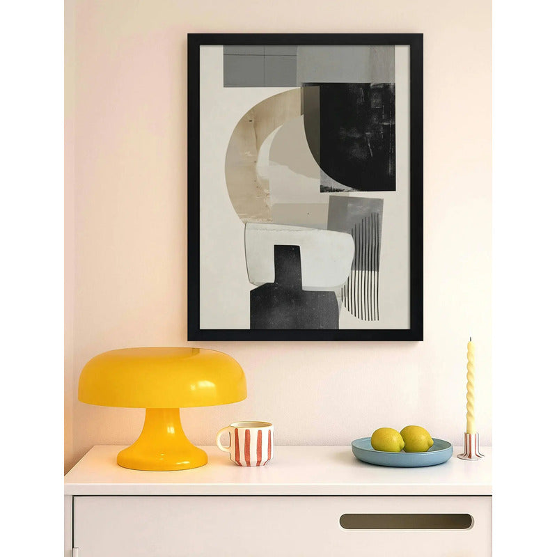 Cuadro Dormitorio Living Boho Arte Abstracto Equilibrio Marco Negro