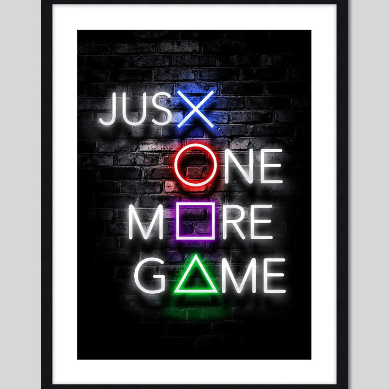 Cuadro Game Room Frases Gamer Videojuego Geek Art Decoracion Just One More Game Marco Negro
