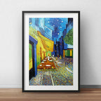 Cuadro Terraza En Café Van Gogh Obra Pintor Con Paspartú Marco Negro