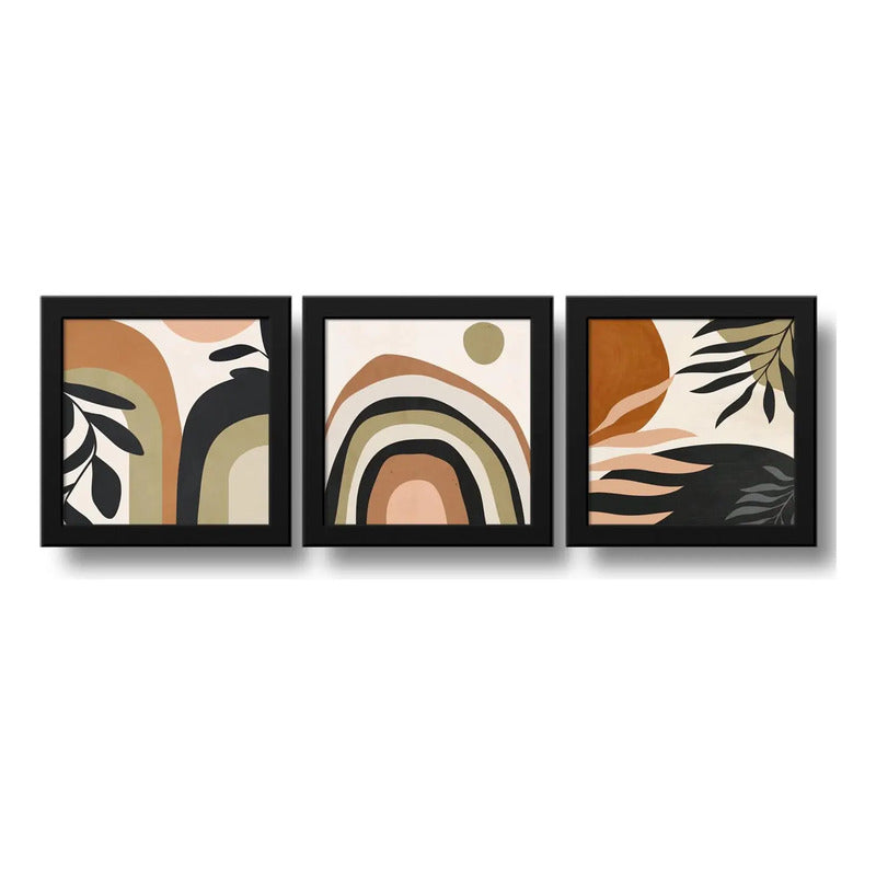 Set 3 Cuadros Boho Chic Hojas Flor Arte Decoracion