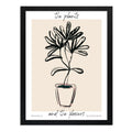 Cuadro Dormitorio Living Planta Dibujo Lineal Tonos Beige Marco Negro