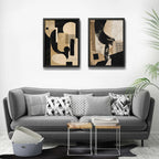 Set 2 Cuadros Boho Arte Abstracto Texturas Living 53x43cm Marco Negro