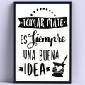 Cuadro Tomar Mate Buena Idea Frase Decoracion Casa Hogar Marco Negro