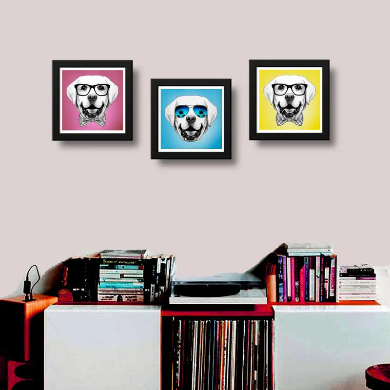 Set 3 Cuadros Perro Labrador Retriever Pop Art Pet Mascota