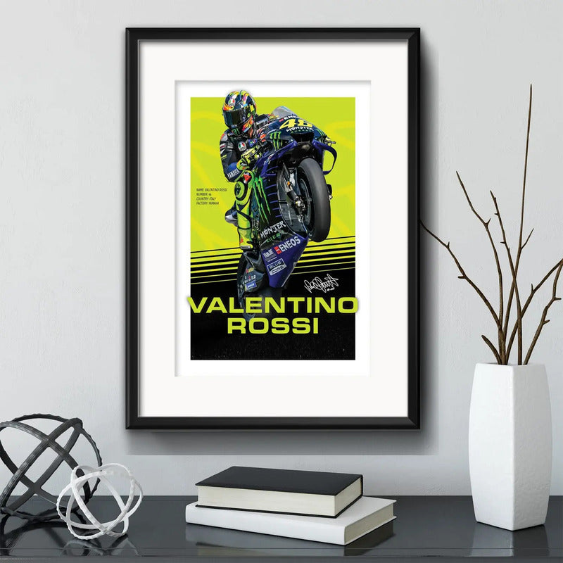 Cuadro Valentino Rossi Piloto Moto Gp Leyenda Con Paspartú Marco Negro