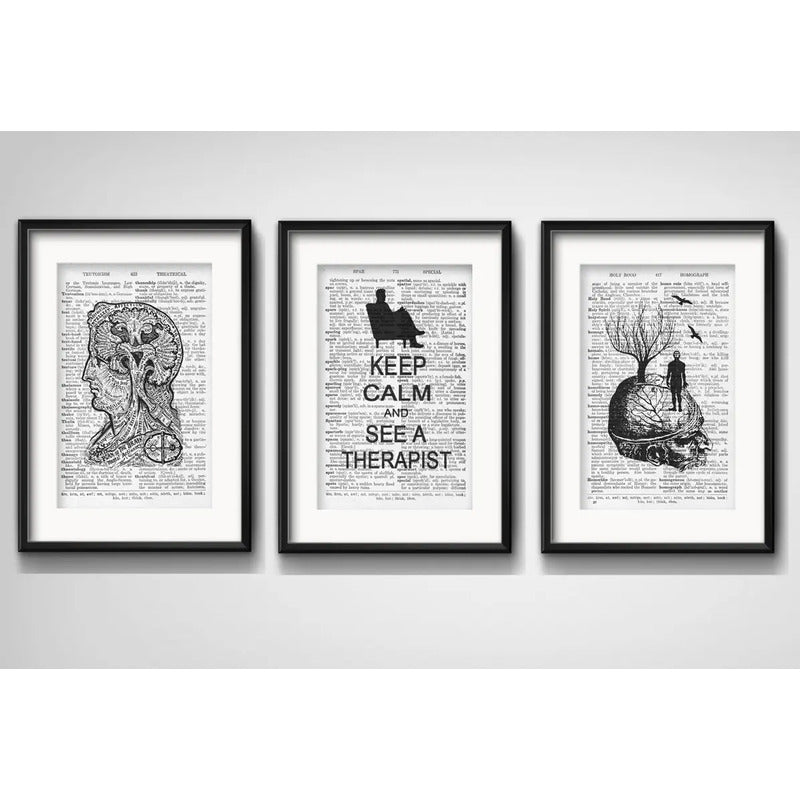 Set 3 Cuadros Psicología Psiquiatría Decoracion Con Paspartú