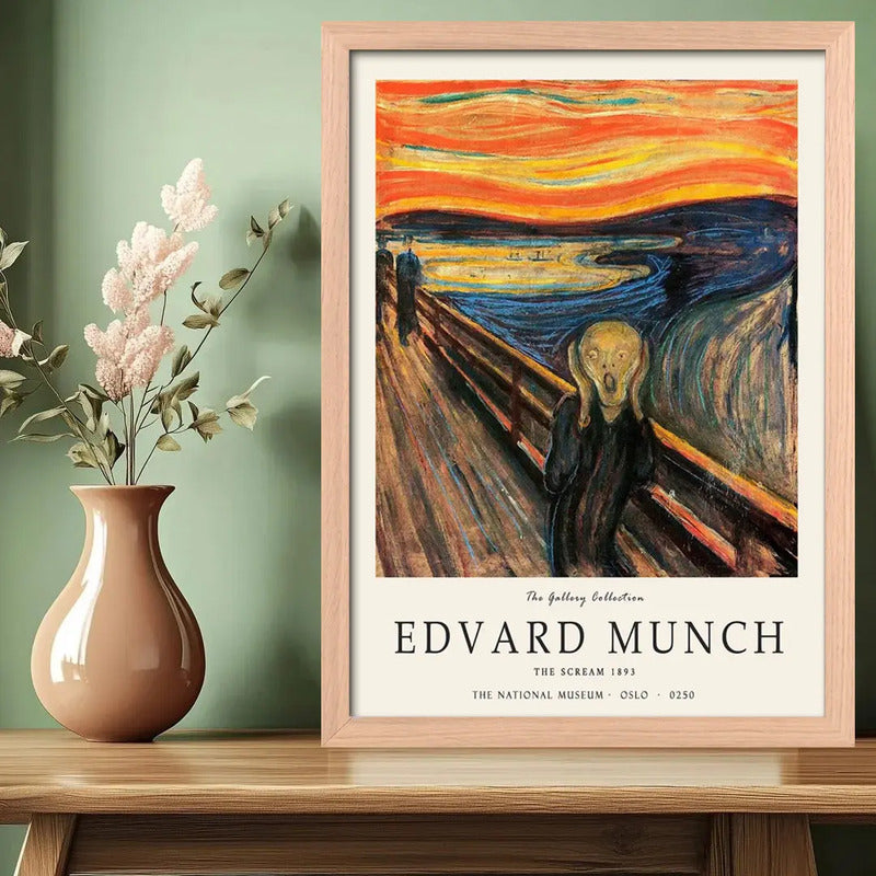 Cuadro Living Dormitorio Edvard Munch El Grito Expo Oslo Oak Marco Marrón Claro