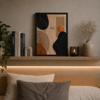 Cuadro Dormitorio Living Boho Abstracto Texturas Bronce Brs2 Marco Negro