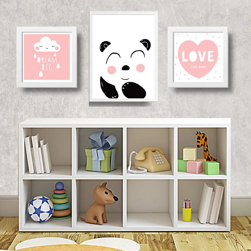 Set 3 Cuadros Dream Big Frase Luna Star Dormitorio Infantil