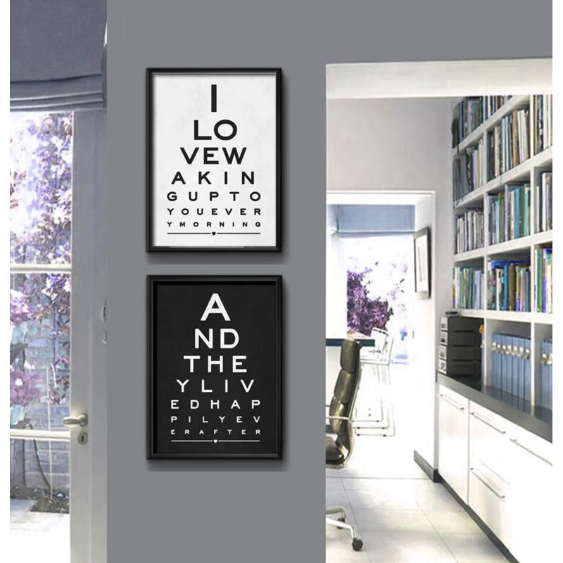 Set 2 Cuadros Test Visual Frase Amor Love Regalo Decoracion