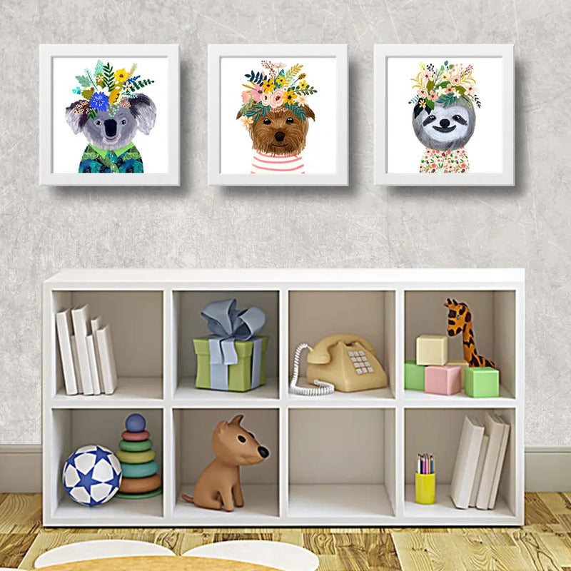 Set 3 Cuadros Baby Animales Decoracion Dormitorio Infantil