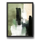 Cuadro Dormitorio Living Boho Abstracto Niebla Verde Marco Negro