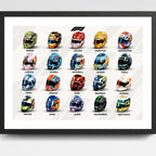 Cuadro Formula 1 Pilotos Cascos Firmas F1 Carrera Coleccion Marco Negro