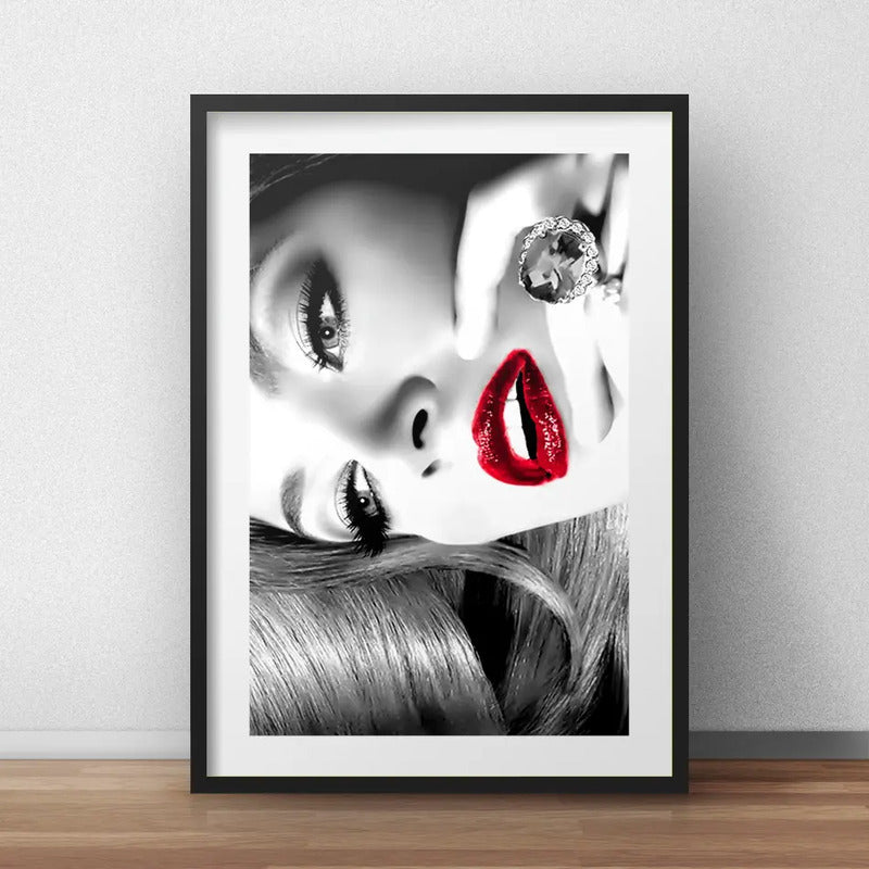 Cuadro Fashion Moda Blanco Y Negro Salón Decoración Paspartú