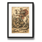Cuadro San Jorge Arte Clásica Medieval Dragon Jesus Paspartú Marco Negro