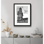 Cuadro Montevideo Foto Blanco Negro Br7 53x43cm Con Paspartú Palacio Salvo Closeup Con Marco Negro