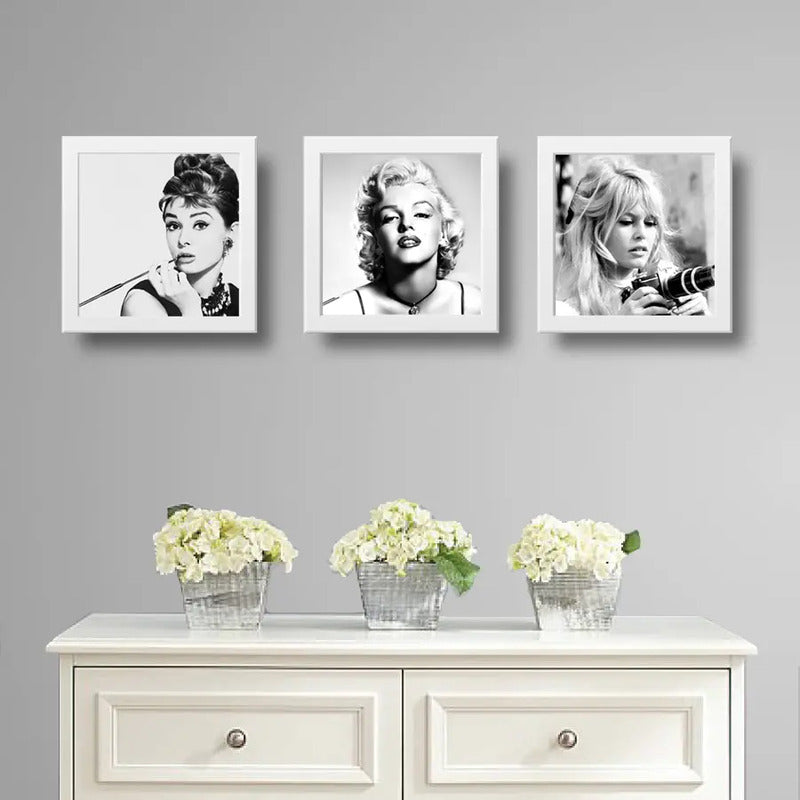 Set 3 Cuadros Marilyn Monroe Audrey Hepburn Brigitte Bardot