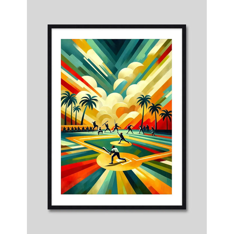 Cuadro Béisbol Baseball Jugador Equipo Club Gym Decoracion Pop Art 3 Con Marco Negro