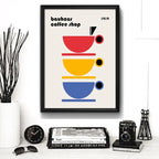 Cuadro Bauhaus Arte Objectos Formas Geometricas Colores Café 1 Marco Negro