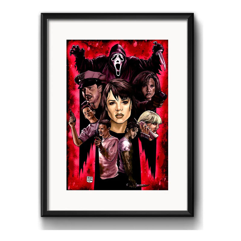 Cuadro Scream Grita Ghostface Terror Pelicula Con Paspartú Marco Negro