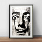 Cuadro Salvador Dali Closeup Pintor Decoracion Con Paspartú Marco Negro