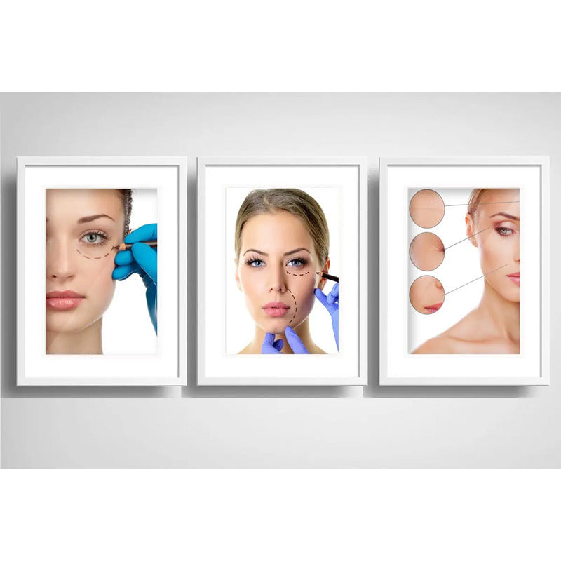 Set 3 Cuadros Estetica Plastica Clinica Decoración Paspartu