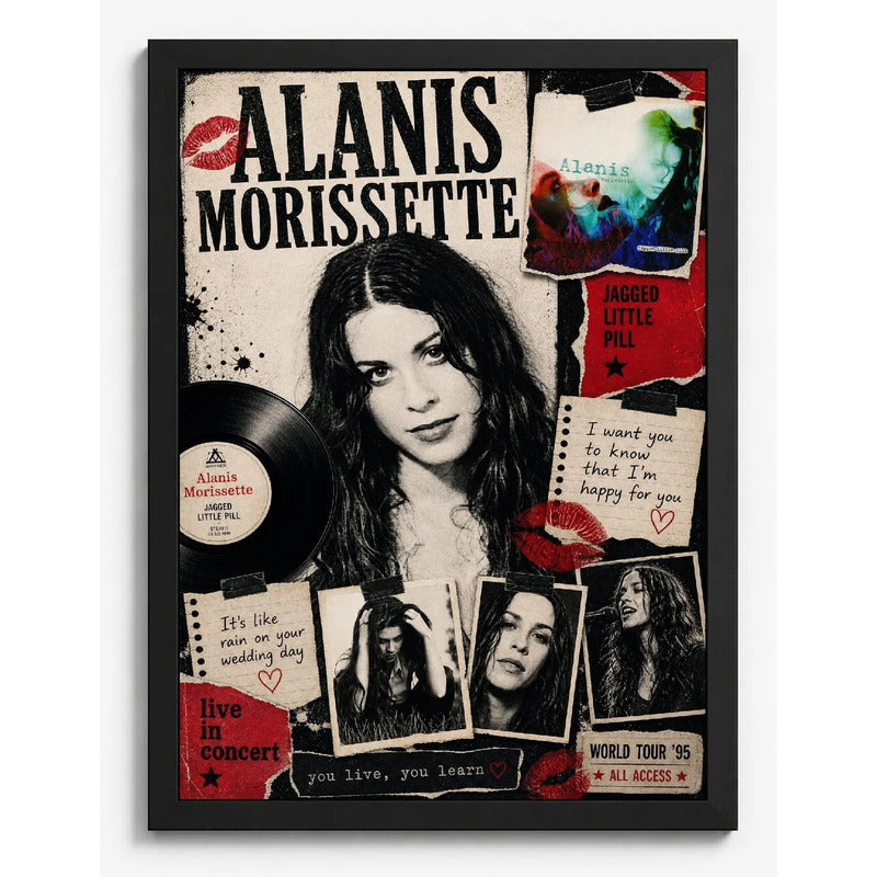 Cuadro Alanis Morissette Jagged Little Pill Rock Art Vintage Marco Negro