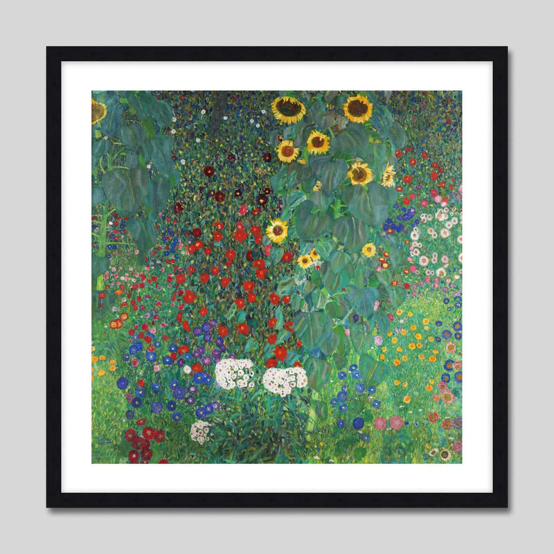 Cuadro Gustav Klimt Farm Garden With Sunflowers Obra Pintor Marco Negro