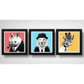Set 3 Cuadros León Jirafa Rinoceronte Hispter Pop Art Decor