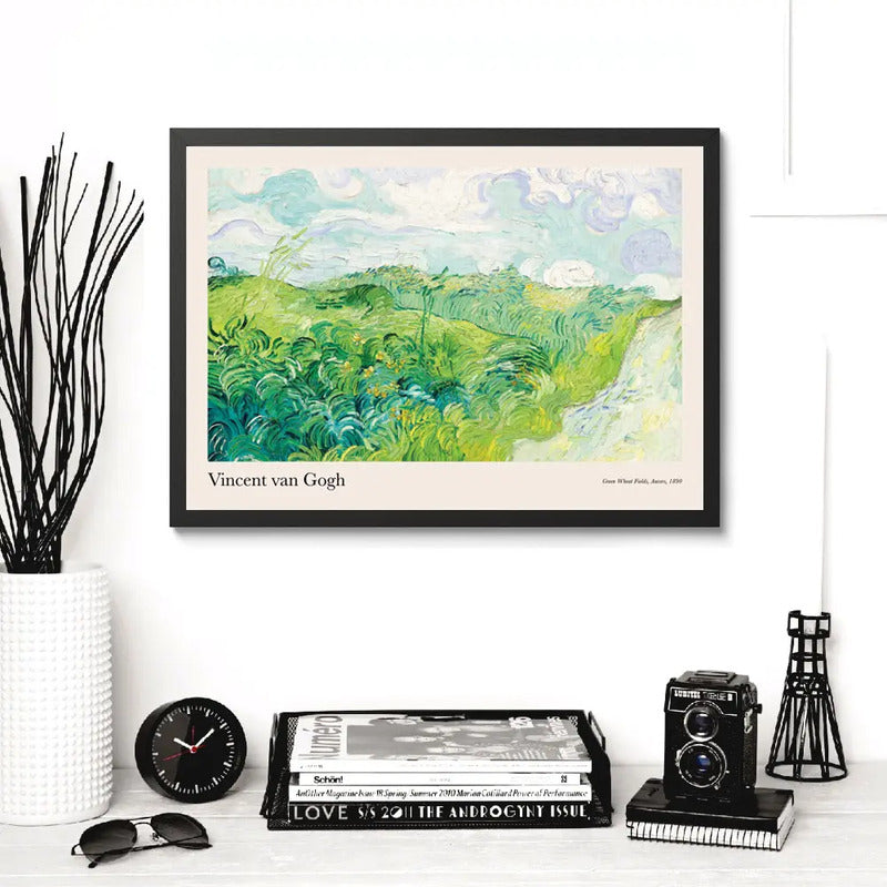 Cuadro Dormitorio Living Van Gogh Campos Trigo Verde Auvers Marco Negro
