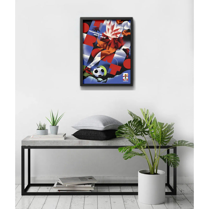 Cuadro Copa Del Mundo Futbol Fifa 2026 Póster Oficial Ciudad Toronto Canada Negro