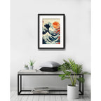 Cuadro Gran Ola Monte Fuji Arte Japonés 53x43cm Con Paspartú La Gran Ola Sakura Con Marco Negro