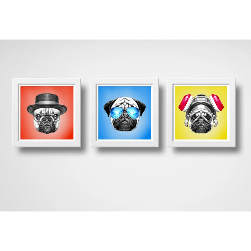 Set 3 Cuadros Perro Pug Pop Art Breaking Bad Pet Decoracion