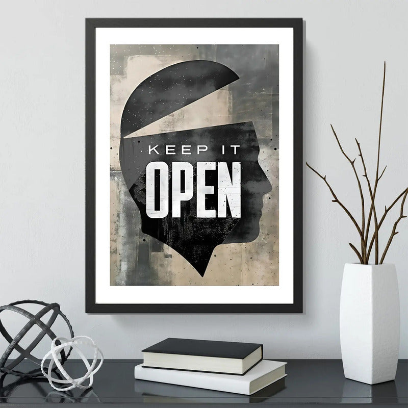 Cuadro Keep It Open Frase Motivacional Coach Decoracion Marco Negro