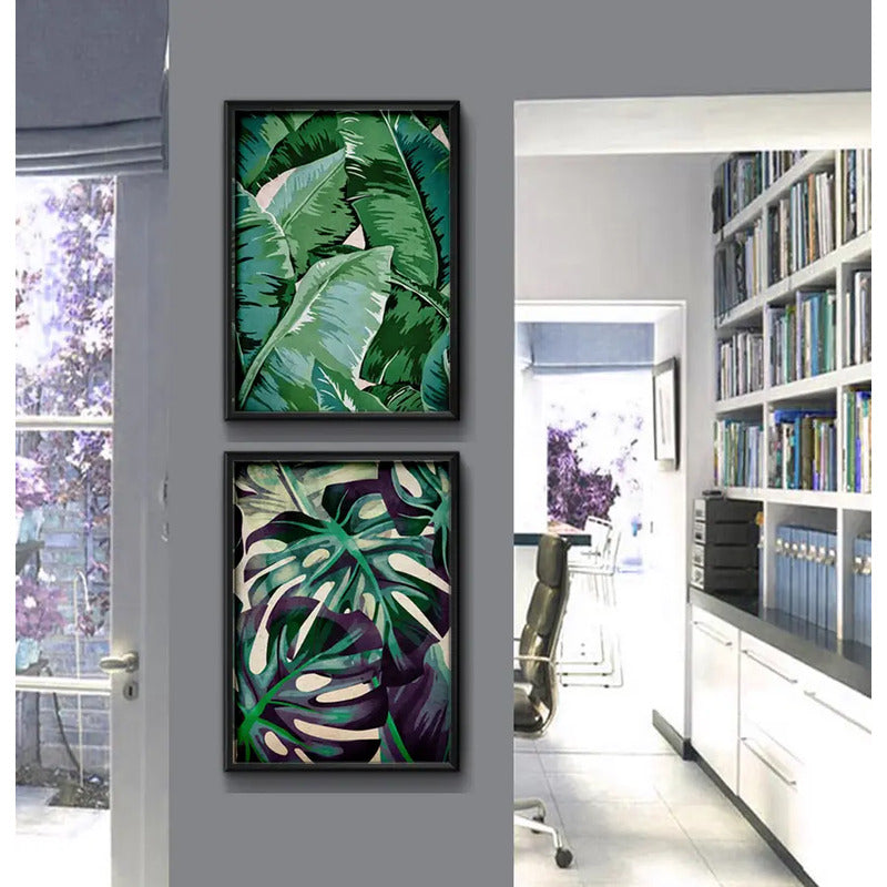 Set 2 Cuadros Hojas Plantas Monstera Botanico Decoracion